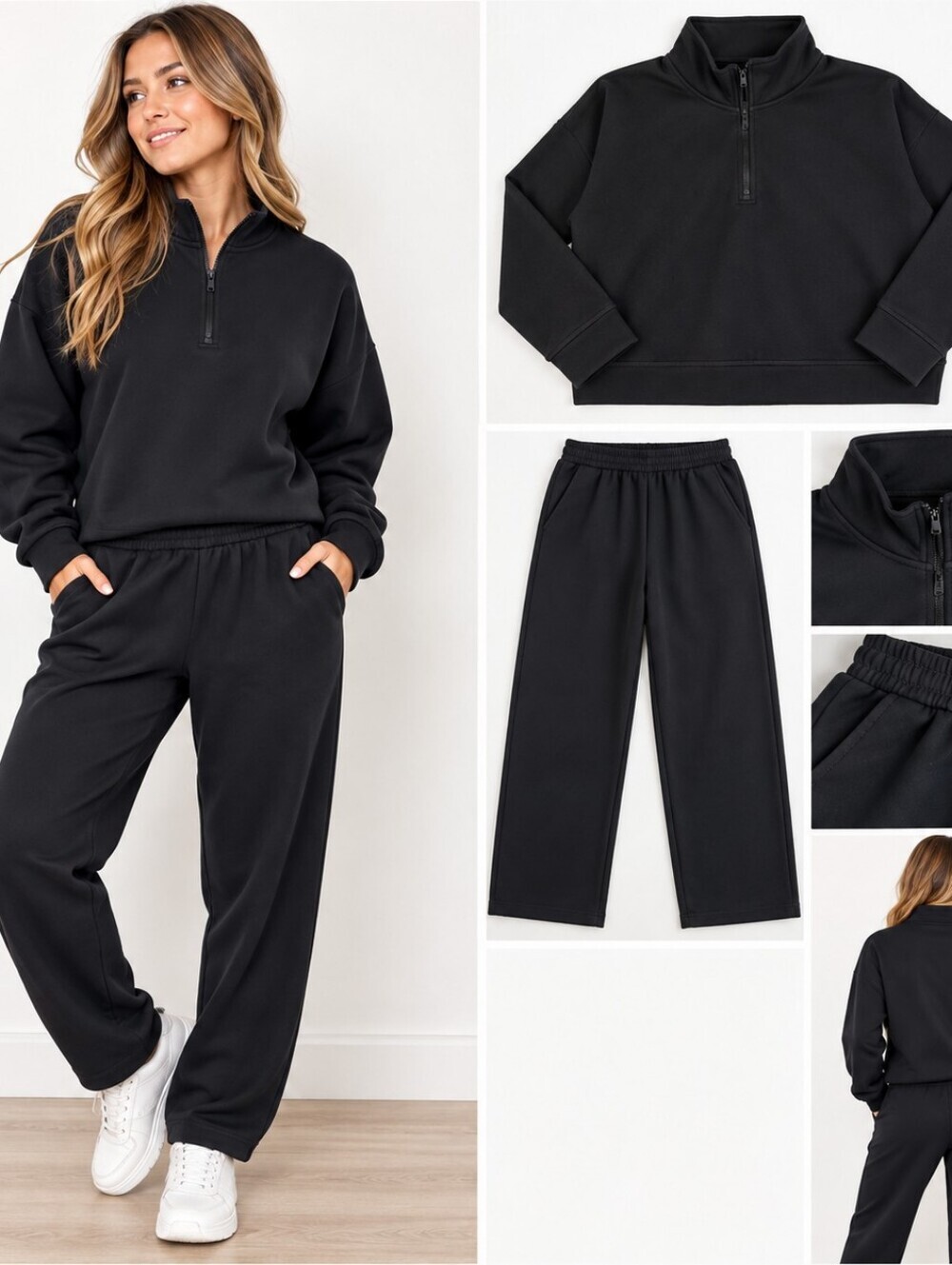Leg3Nd Black Joggers with Elastic Waistband With Matching Top